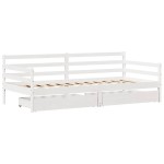 vidaXL Pat de zi cu sertare, alb, 90x190 cm, lemn masiv pin