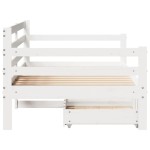 vidaXL Pat de zi cu sertare, alb, 90x190 cm, lemn masiv pin