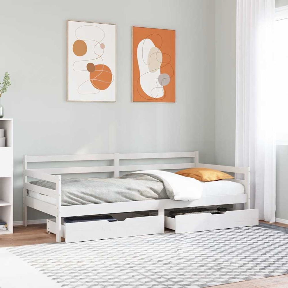 vidaXL Pat de zi cu sertare, 90x200 cm, lemn masiv pin
