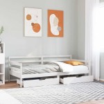 vidaXL Pat de zi cu sertare, 90x200 cm, lemn masiv pin