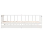 vidaXL Pat de zi cu sertare, alb, 90x200 cm, lemn masiv pin