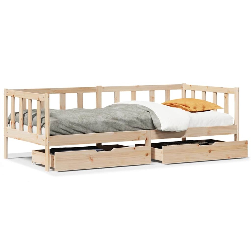 vidaXL Pat de zi cu sertare, 80x200 cm, lemn masiv pin