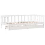 vidaXL Pat de zi cu sertare, alb, 80x200 cm, lemn masiv pin