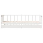 vidaXL Pat de zi cu sertare, alb, 80x200 cm, lemn masiv pin