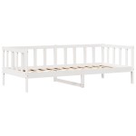 vidaXL Pat de zi cu sertare, alb, 80x200 cm, lemn masiv pin