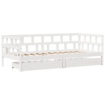 vidaXL Pat de zi cu sertare, alb, 80x200 cm, lemn masiv pin