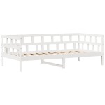 vidaXL Pat de zi cu sertare, alb, 90x190 cm, lemn masiv pin