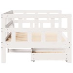 vidaXL Pat de zi cu sertare, alb, 90x190 cm, lemn masiv pin