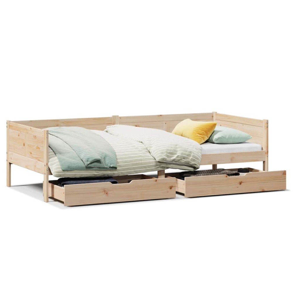 vidaXL Pat de zi cu sertare, 80x200 cm, lemn masiv pin