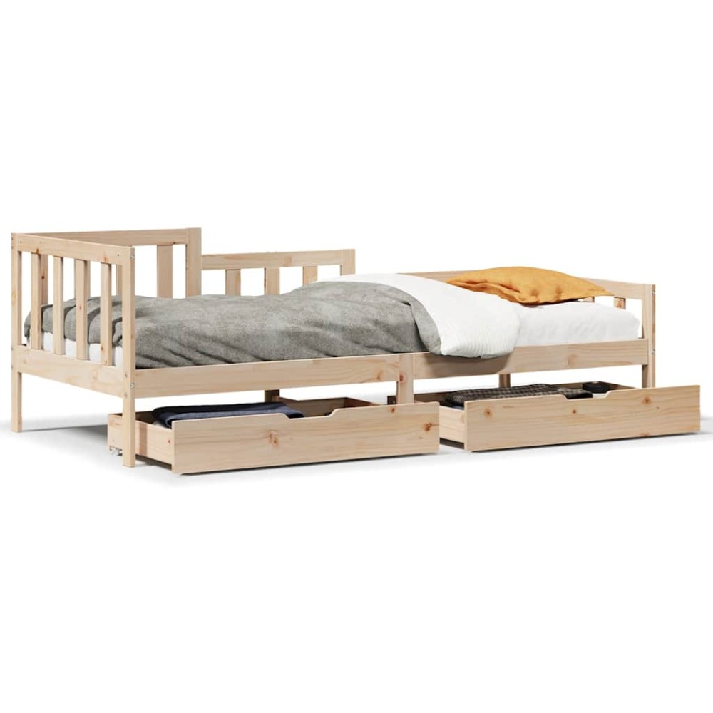 vidaXL Pat de zi cu sertare, 90x200 cm, lemn masiv pin