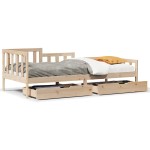 vidaXL Pat de zi cu sertare, 90x200 cm, lemn masiv pin