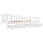 vidaXL Pat de zi cu sertare, alb, 80x200 cm, lemn masiv pin