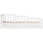 vidaXL Pat de zi cu sertare, alb, 90x200 cm, lemn masiv pin