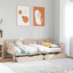vidaXL Pat de zi cu sertare, 90x200 cm, lemn masiv pin