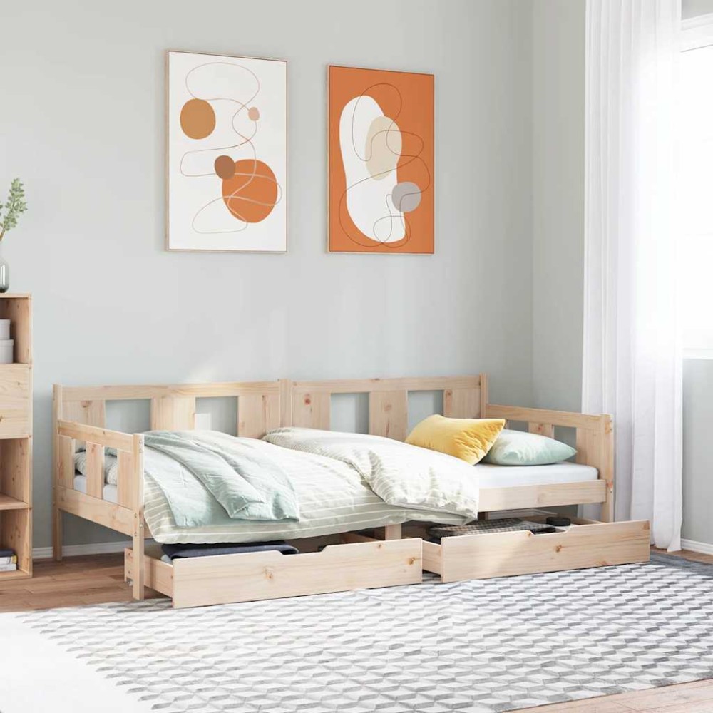 vidaXL Pat de zi cu sertare, 80x200 cm, lemn masiv pin
