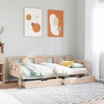 vidaXL Pat de zi cu sertare, 80x200 cm, lemn masiv pin