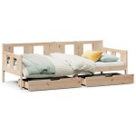 vidaXL Pat de zi cu sertare, 90x190 cm, lemn masiv de pin