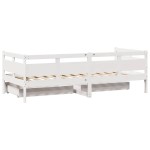 vidaXL Pat de zi cu sertare, alb, 90x200 cm, lemn masiv pin