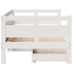 vidaXL Pat de zi cu sertare, alb, 90x190 cm, lemn masiv pin