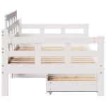 vidaXL Pat de zi cu sertare, alb, 90x200 cm, lemn masiv pin
