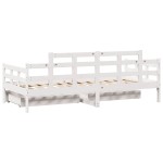 vidaXL Pat de zi cu sertare, alb, 90x200 cm, lemn masiv pin