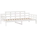 vidaXL Pat de zi cu sertare, alb, 90x200 cm, lemn masiv pin