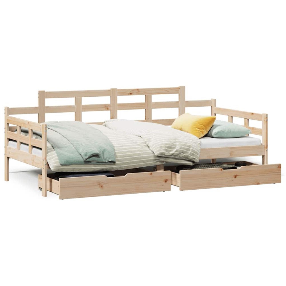 vidaXL Pat de zi cu sertare, 90x190 cm, lemn masiv de pin