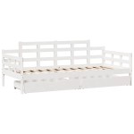 vidaXL Pat de zi cu sertare, alb, 90x190 cm, lemn masiv pin