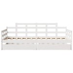 vidaXL Pat de zi cu sertare, alb, 90x190 cm, lemn masiv pin