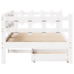 vidaXL Pat de zi cu sertare, alb, 80x200 cm, lemn masiv pin
