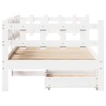 vidaXL Pat de zi cu sertare, alb, 90x200 cm, lemn masiv pin