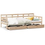 vidaXL Pat de zi cu sertare, 90x200 cm, lemn masiv pin
