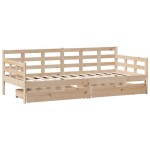 vidaXL Pat de zi cu sertare, 90x200 cm, lemn masiv pin