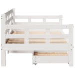 vidaXL Pat de zi cu sertare, alb, 90x200 cm, lemn masiv pin
