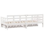 vidaXL Pat de zi cu sertare, alb, 90x200 cm, lemn masiv pin