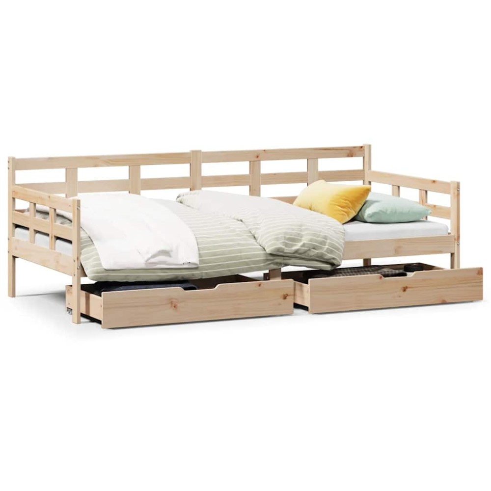 vidaXL Pat de zi cu sertare, 90x190 cm, lemn masiv de pin