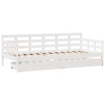 vidaXL Pat de zi cu sertare, alb, 90x190 cm, lemn masiv pin
