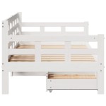 vidaXL Pat de zi cu sertare, alb, 90x190 cm, lemn masiv pin
