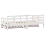 vidaXL Pat de zi cu sertare, alb, 90x190 cm, lemn masiv pin