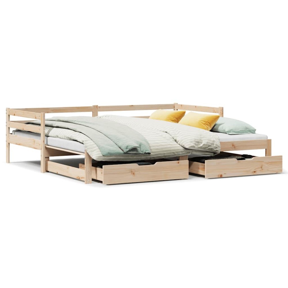vidaXL Pat de zi cu sertare, 90x200 cm, lemn masiv pin