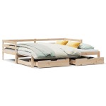 vidaXL Pat de zi cu sertare, 90x200 cm, lemn masiv pin