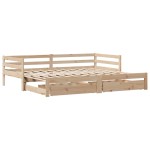 vidaXL Pat de zi cu sertare, 90x200 cm, lemn masiv pin