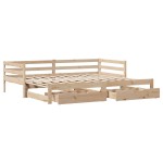 vidaXL Pat de zi cu sertare, 90x200 cm, lemn masiv pin