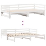 vidaXL Pat de zi cu sertare, alb, 90x200 cm, lemn masiv pin