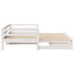 vidaXL Pat de zi cu sertare, alb, 90x200 cm, lemn masiv pin