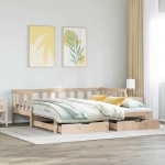 vidaXL Pat de zi cu extensie și sertare fără saltea, 80x200 cm