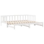 vidaXL Pat de zi cu extensie și sertare fără saltea, alb, 90x200 cm