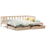 vidaXL Pat de zi cu extensie și sertare fără saltea, 90x200 cm