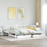 vidaXL Pat de zi cu extensie și sertare fără saltea, alb, 80x200 cm