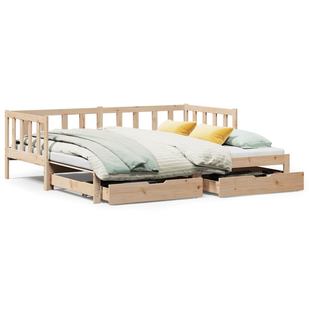 vidaXL Pat de zi cu extensie și sertare fără saltea, 90x190 cm
